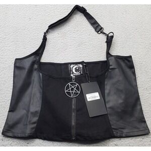 Killstar Gothic Goth Punk Wasteland Vest Women 3XL Black Corset Pentagram Zip-Up
